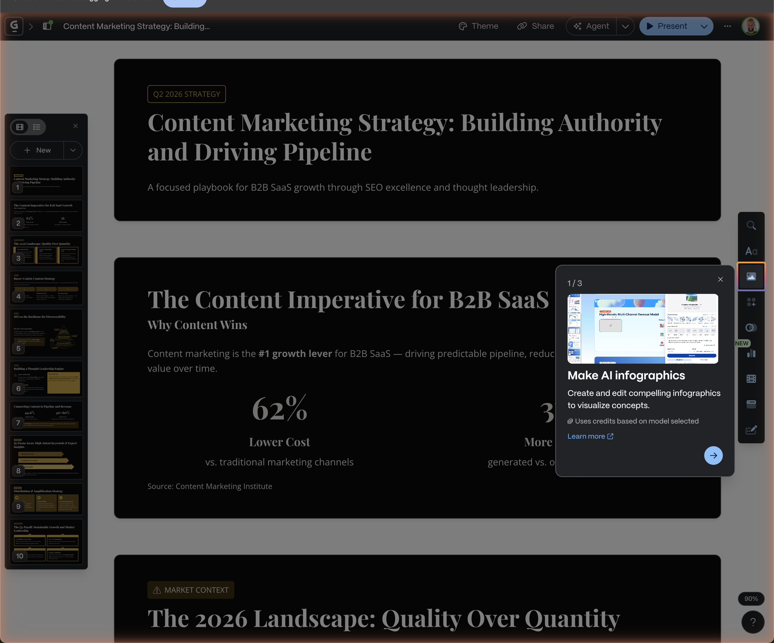 The Gamma editor showing a finished presentation