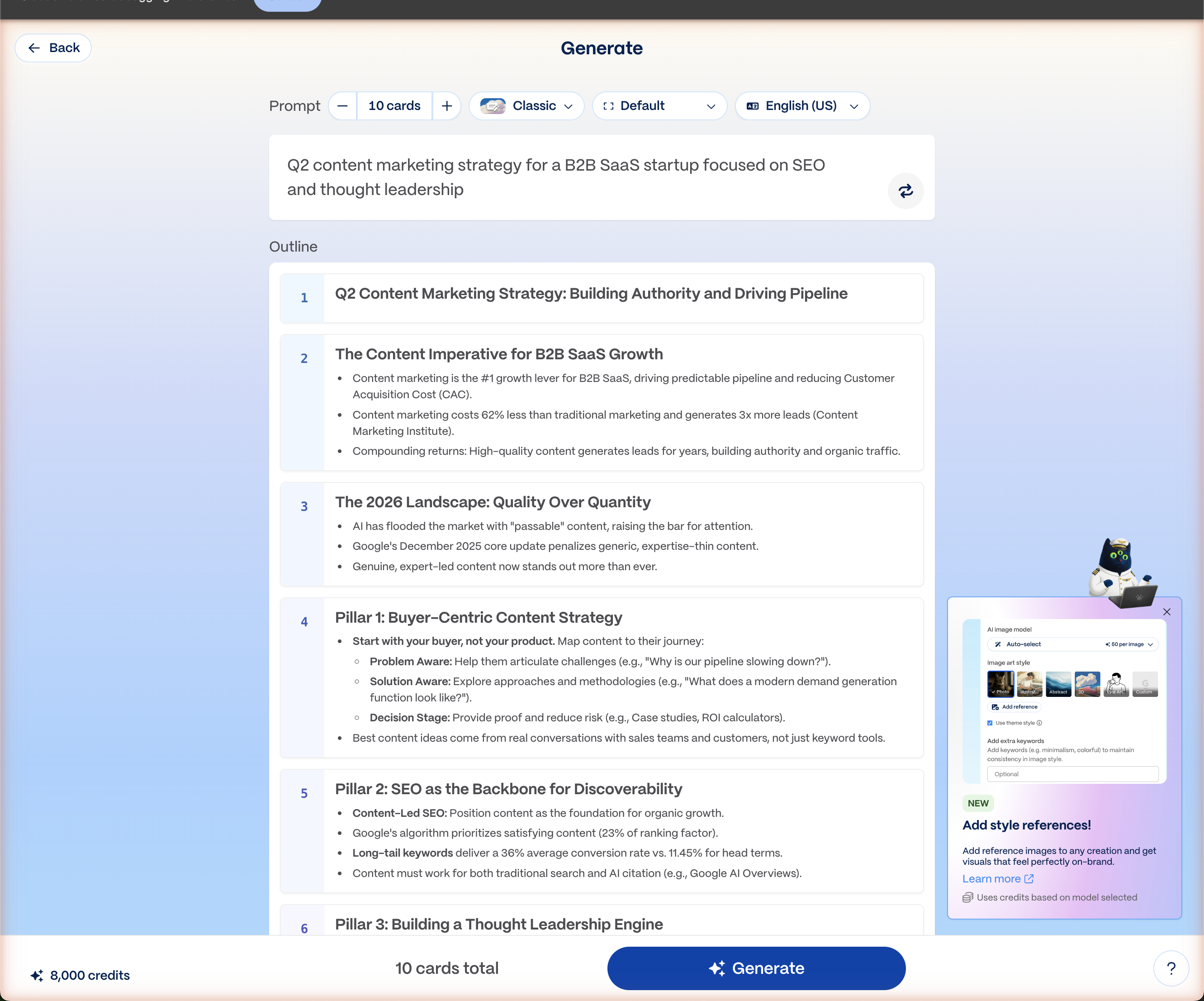 Gamma generating the presentation with AI