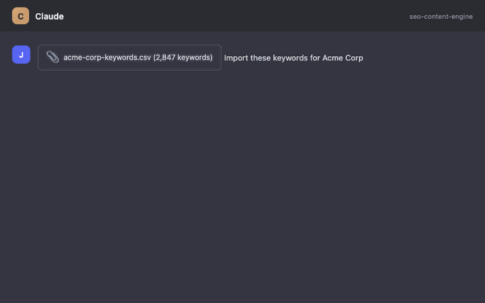 Animated demo: importing keywords and building a content plan