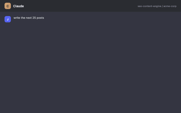 Animated demo: writing 25 SEO-optimized posts in a single batch