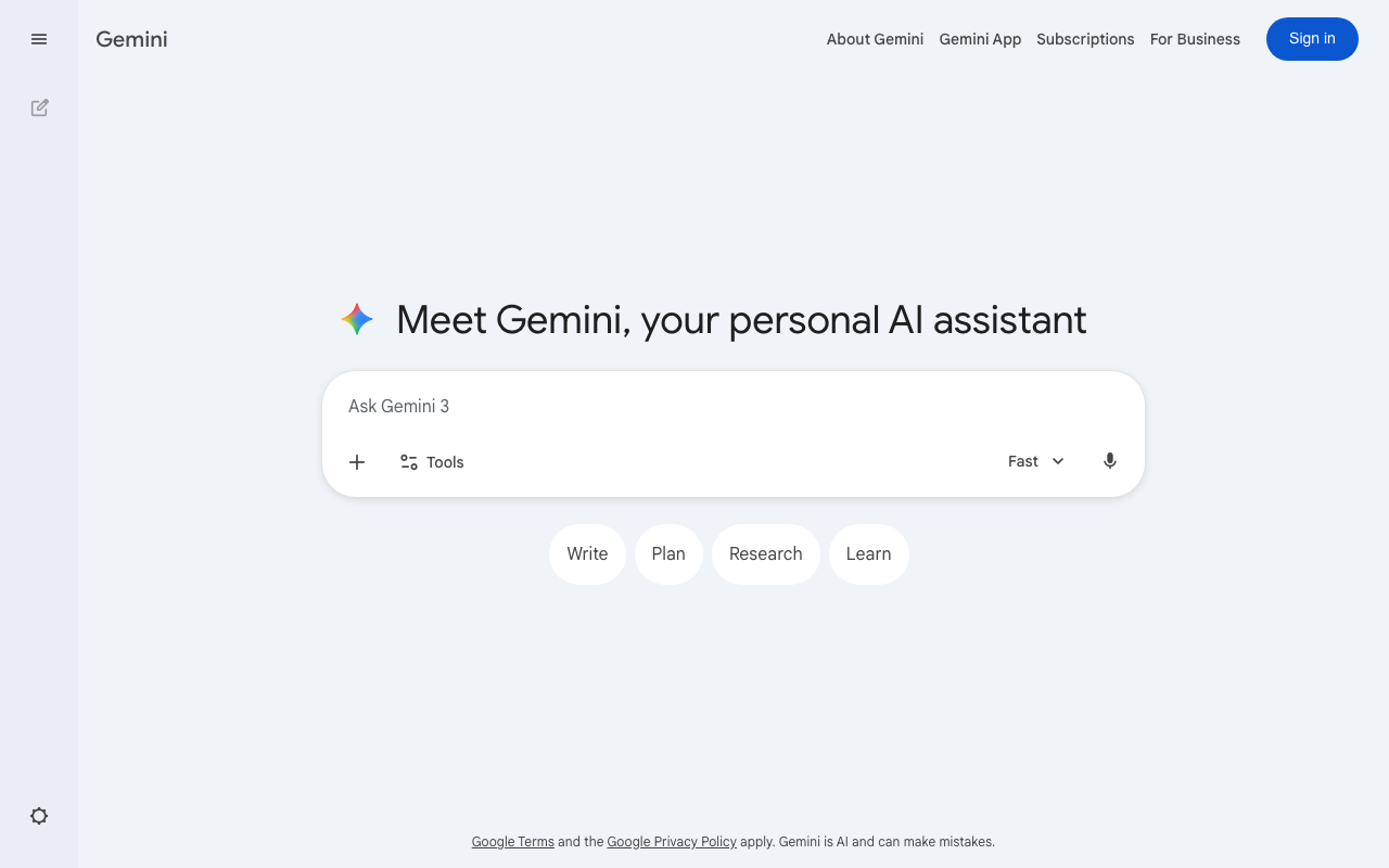 Gemini homepage