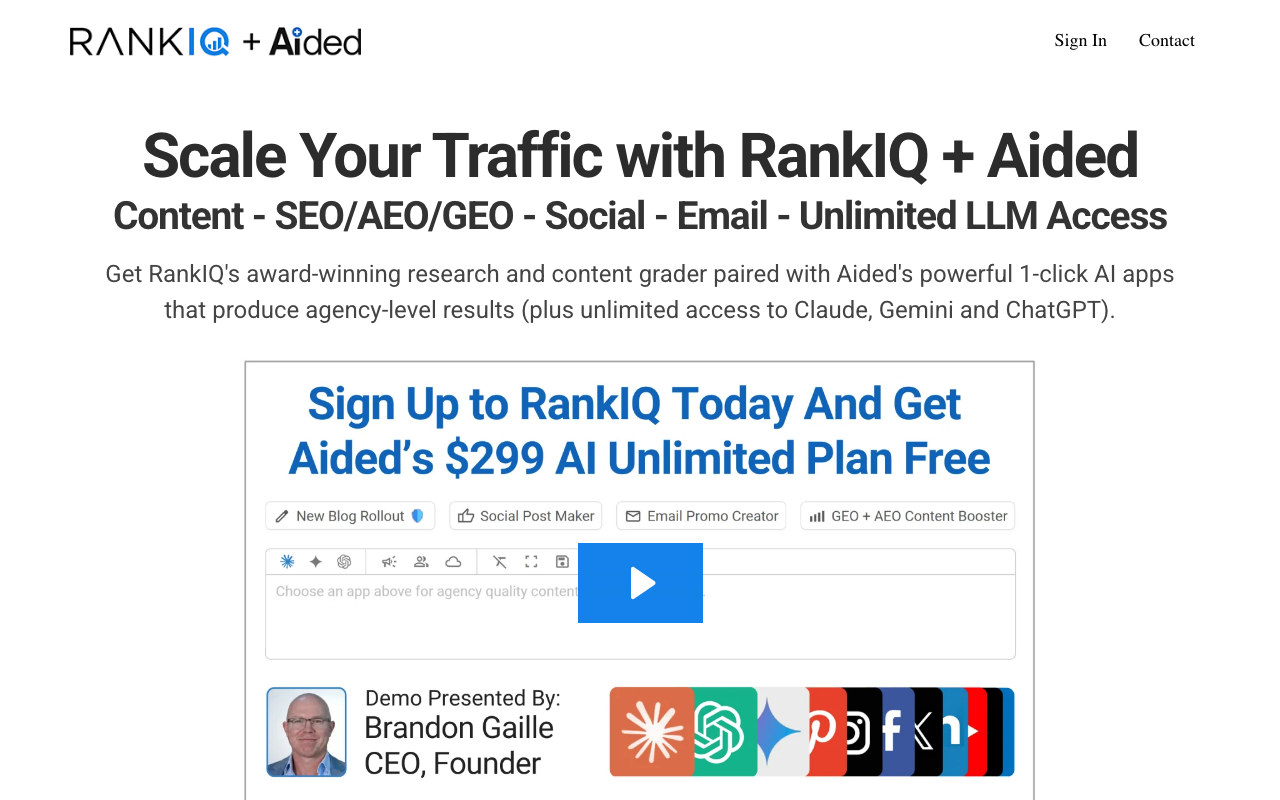 Rankiq homepage
