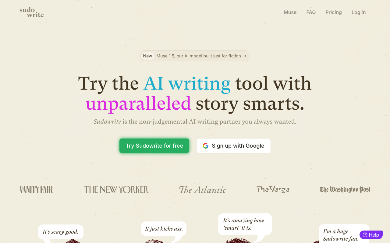 Sudowrite homepage